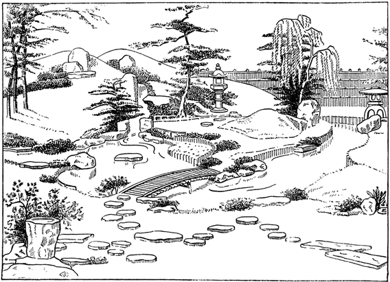 image of japanese garden with stepping stones