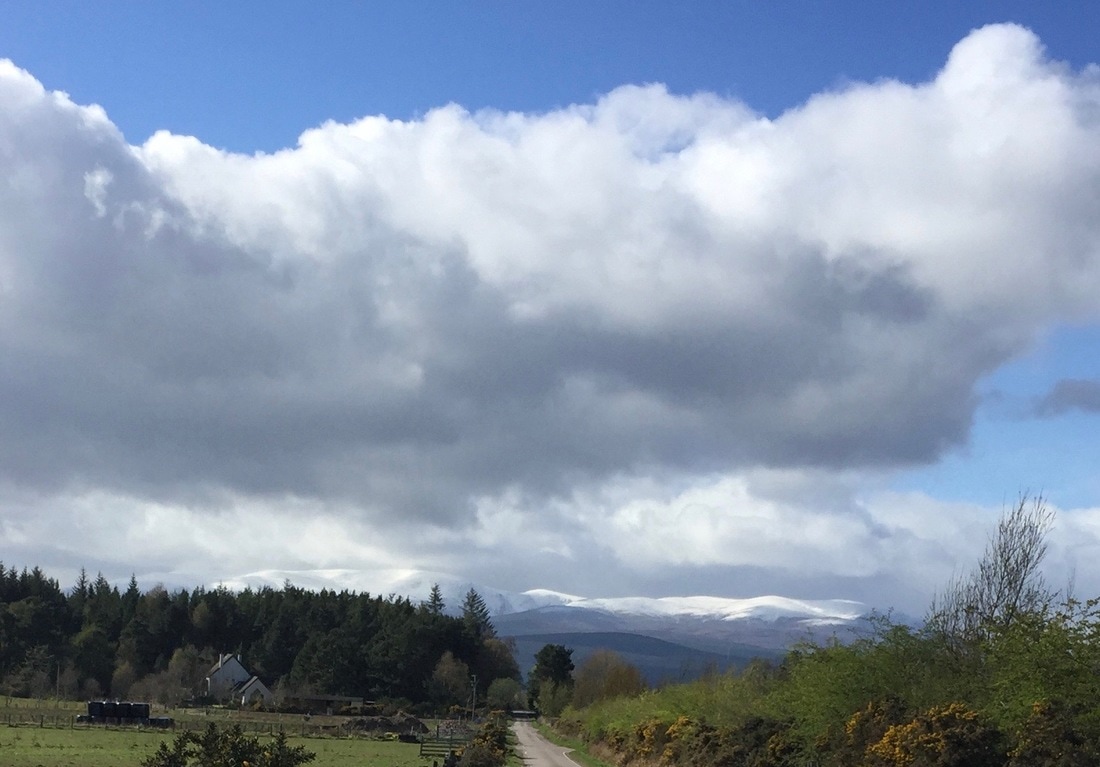 Last of the winter snow on Ben Wyvis seen from Culbokie, Black Isle, Ross-shire, Scotland in April 2017