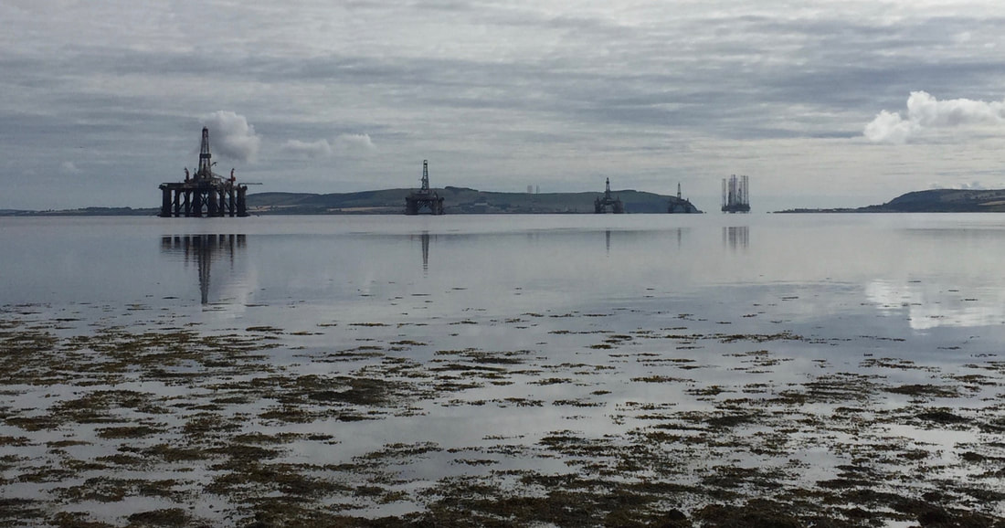 North Sea Oil, mothballed oil rigs, udale bay, cromarty, black isle, scotland ross-shire