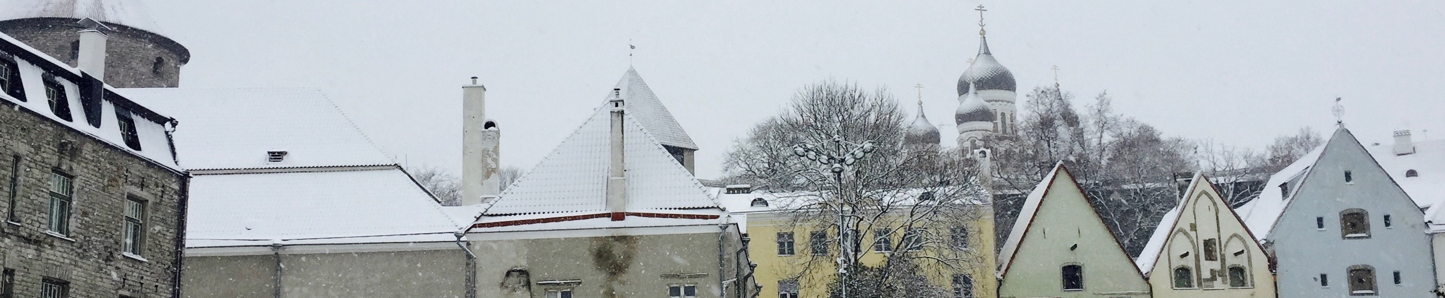 Tallinn, Estonia, rooftops in the snow